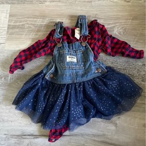 ❌SOLD❌ Oshkosh B’Gosh Jumper Dress and Plaid Bodysuit 6-9 Months